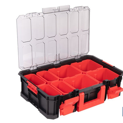 Caja de herramientas modular con organizadores | Tapa de policarbonato | Incluye 8 compartimentos | Capacidad de carga: 20 kg | Compatible con set modular | Medidas: 51,7 x 33,1 x 13,4 cm