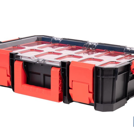 Caja de herramientas modular con organizadores | Tapa de policarbonato | Incluye 8 compartimentos | Capacidad de carga: 20 kg | Compatible con set modular | Medidas: 51,7 x 33,1 x 13,4 cm