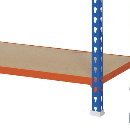 Estantería de acero | Color azul y naranja | Disponible con 5 baldas de madera | Medidas: 200 x 100 x 50 cm