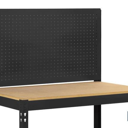 Banco de trabajo | Incluye panel perforado y 2 estantes de madera | Disponible en color antracita | Medidas: 1445 x 910 x 610 mm