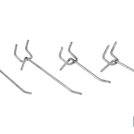 Set de 8 ganchos dobles | Adecuado para panel de herramientas perforado | Material: acero zincado