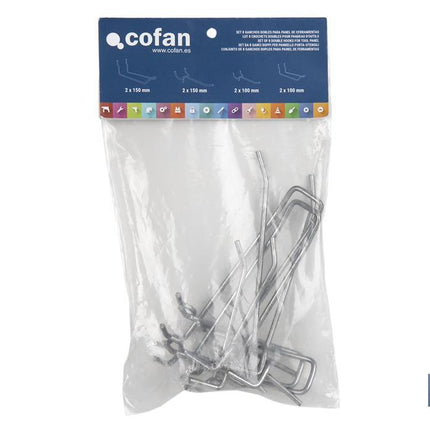 Set de 8 ganchos dobles | Adecuado para panel de herramientas perforado | Material: acero zincado