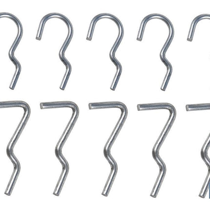 Set de 10 ganchos simples | Adecuado para panel de herramientas perforado | Varias medidas | Material: acero zincado