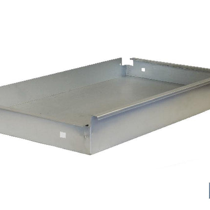 Cajón de acero galvanizado | Adecuado para bancos de trabajo | Incluye guías telescópicas | Medidas: 11 x 107,5 x 59 cm