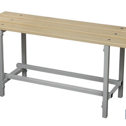 Banco de vestuario | Estructura de acero | Asiento de madera| Medidas: 47,5 x 100 x 32 cm