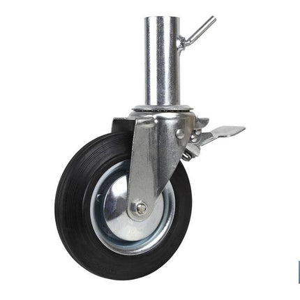 Rueda giratoria de andamio hembra con freno | Medidas 200 x 50 mm | Tubo hembra de Ø 50 mm