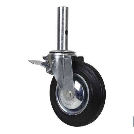 Rueda giratoria de andamio macho con freno | Medidas 200 x 46 mm | Tubo macho de Ø 46mm