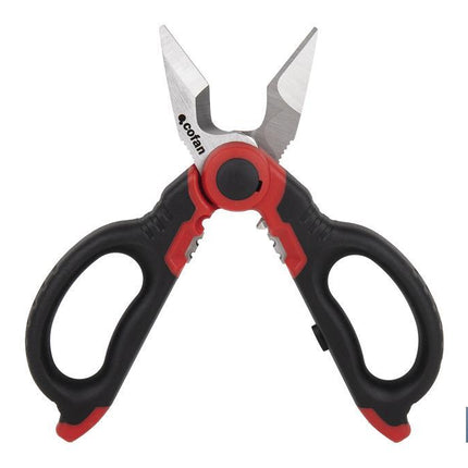 Tijeras de electricista profesional | Con longitud 160 mm | Con accesorios pelacables y de crimpar)
