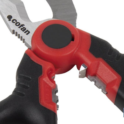 Tijeras de electricista profesional | Con longitud 160 mm | Con accesorios pelacables y de crimpar)
