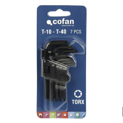 Juego de llaves Torx | 6 piezas | Contiene T-10, T-15, T-20, T-25, T-27, T-30.