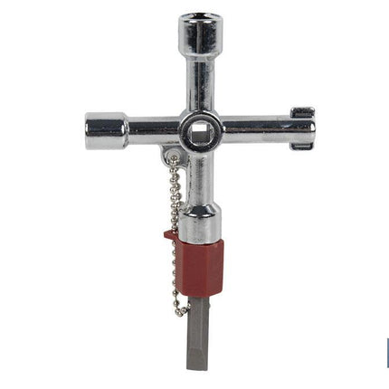 Llave de cabina multifuncional | Aleación de zinc cromada | 7 perfiles | Longitud: 7,5 cm