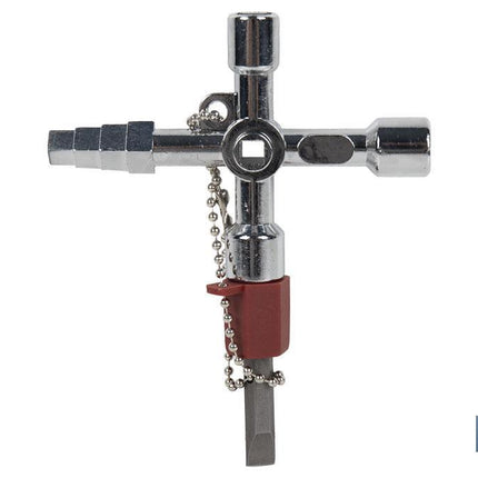 Llave de cabina multifuncional | Aleación de zinc cromada | Ideal para electrotécnica, fontanería | 10 perfiles | Longitud: 8,5 cm
