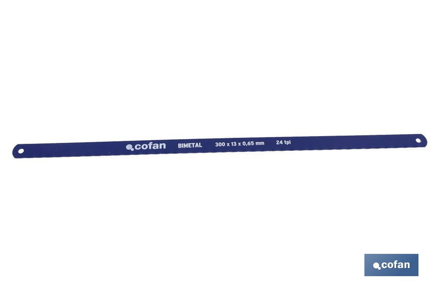 Hojas de sierra bimetálicas de 24TPI | Resistente al desgaste | Medida: 300 x 13 x 0,65 mm