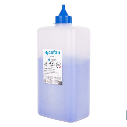 Frasco de polvo azul de trazado Cofan · Foto del fabricante