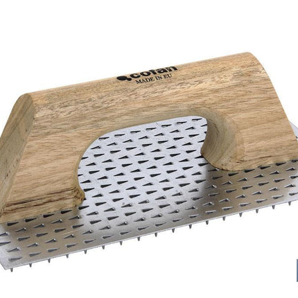 Llana rascador de monocapa | Medidas: 250 x 150 mm | Fabricada en acero inoxidable | Mango de madera