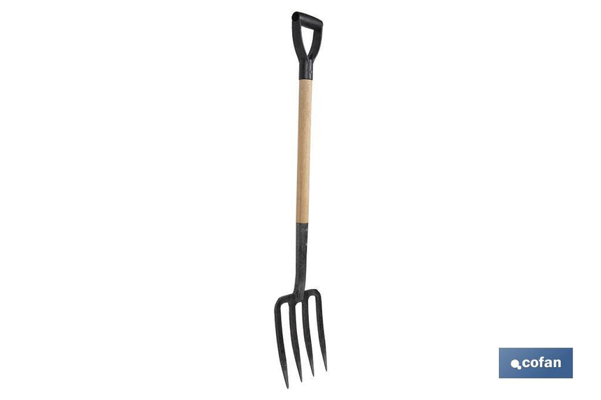 Horca para cavar de acero endurecido | 4 dientes | Ideal para jardinería y agricultura