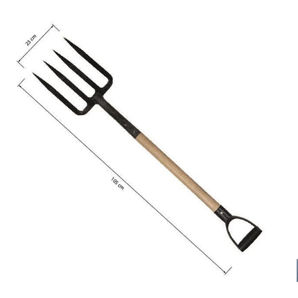 Horca para cavar de acero endurecido | 4 dientes | Ideal para jardinería y agricultura