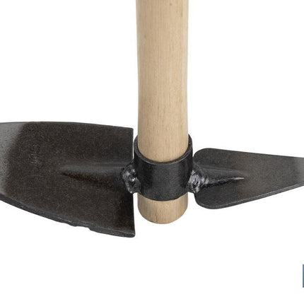 Zacho curvo con mango de madera | Material: acero endurecido | Zacho con 1 punta | Medidas: 23 x 8 cm