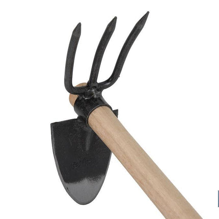 Zacho curvo de acero endurecido | Con mango de madera | Disponible con 1 o 3 puntas | Medidas: 21 x 8 cm