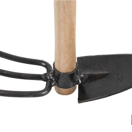 Zacho curvo de acero endurecido | Con mango de madera | Disponible con 1 o 3 puntas | Medidas: 21 x 8 cm