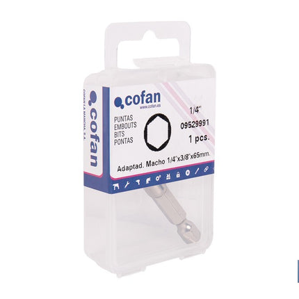 Adaptador de portavasos 1/4 para vasos de 3/8 | Longitud: 65 mm | Fabricado en acero cromo vanadio