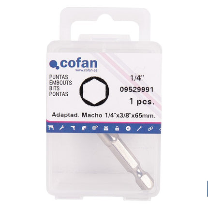 Adaptador de portavasos 1/4 para vasos de 3/8 | Longitud: 65 mm | Fabricado en acero cromo vanadio