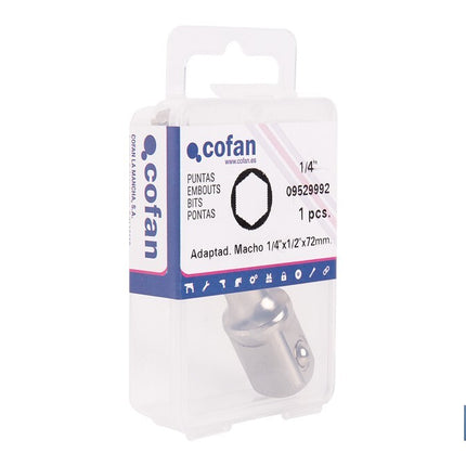 Adaptador portavasos 1/4 para vasos de 1/2 | Longitud: 72 mm | Fabricado en acero cromo vanadio