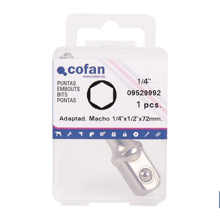 Adaptador portavasos 1/4 para vasos de 1/2 | Longitud: 72 mm | Fabricado en acero cromo vanadio