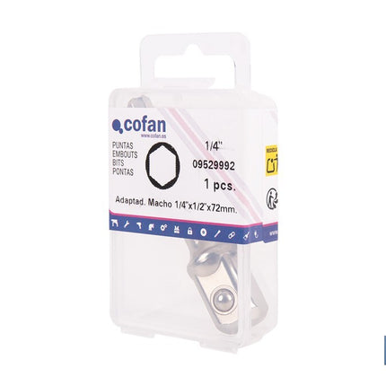 Adaptador portavasos 1/4 para vasos de 1/2 | Longitud: 72 mm | Fabricado en acero cromo vanadio