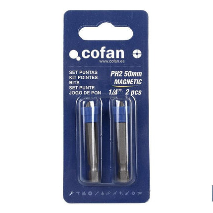 Set de dos Puntas para destornillador | Modelo PH-2 de 1/4 | Incluye corona magnética