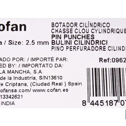 Botador cilíndrico para profesionales Cofan · Foto del fabricante