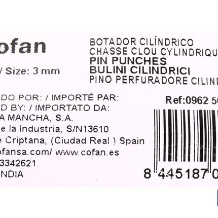 Botador cilíndrico para profesionales Cofan · Foto del fabricante