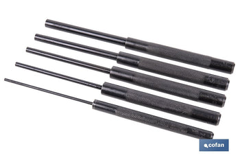 Set de 5 botadores cilíndricos | Diámetros: 3 - 10 mm | Fabricados en acero cromo vanadio templado | Uso Profesional e Industrial