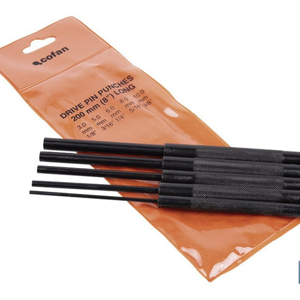 Set de 5 botadores cilíndricos | Diámetros: 3 - 10 mm | Fabricados en acero cromo vanadio templado | Uso Profesional e Industrial