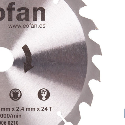 Hoja de sierra circular para madera Ø210 mm con 24 dientes | Disco de corte compatible con sierras ingletadoras | Cortes limpios y precisos en madera, plástico y metal blando