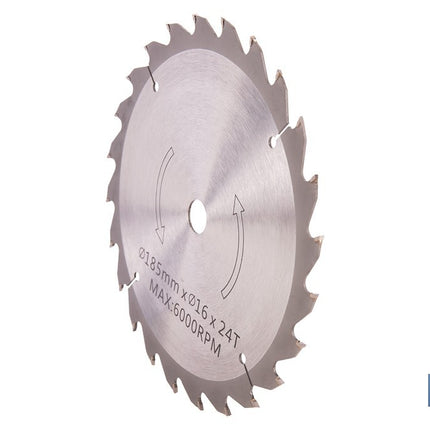 Hoja de sierra circular para madera Ø185 mm con 24 dientes | Compatible con sierras circulares | Corte limpio en madera, plástico y metal blando