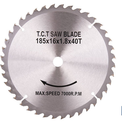 Disco de corte para madera Ø185 mm | Adecuada para sierra ingletadora | Cortes precisos en madera, plástico y metal blando