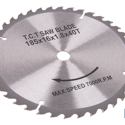 Disco de corte para madera Ø185 mm | Adecuada para sierra ingletadora | Cortes precisos en madera, plástico y metal blando