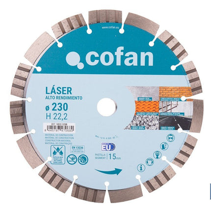 Disco de diamante de alto rendimiento Ø230 mm | Corte en seco en hormigón, asfalto, granito | Espesor de 3 mm y segmento de 15 mm