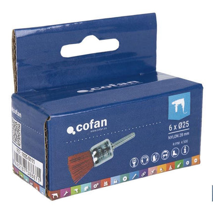 Cepillo de Brocha con Filamentos Abrasivos de Nylon | Diámetro de 6 mm x 25 mm | Para pulir, esmerilar, eliminar óxido, etc.
