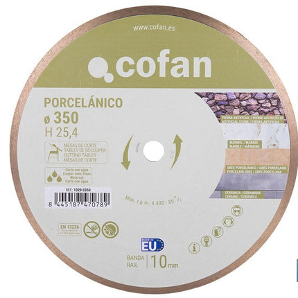 Disco porcelánico para máquinas de mesa Ø350 mm | Corte húmedo en cerámica, gres porcelánico y mármol