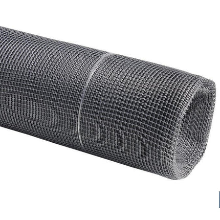 Malla de PVC | Hueco cuadrado de 10 mm | Color gris plata | Medida 1 x 25 m