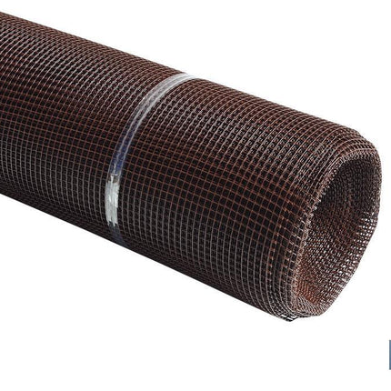 Malla de PVC| Hueco cuadrado de 10 mm | Color marrón |Medida 1 x 25 m