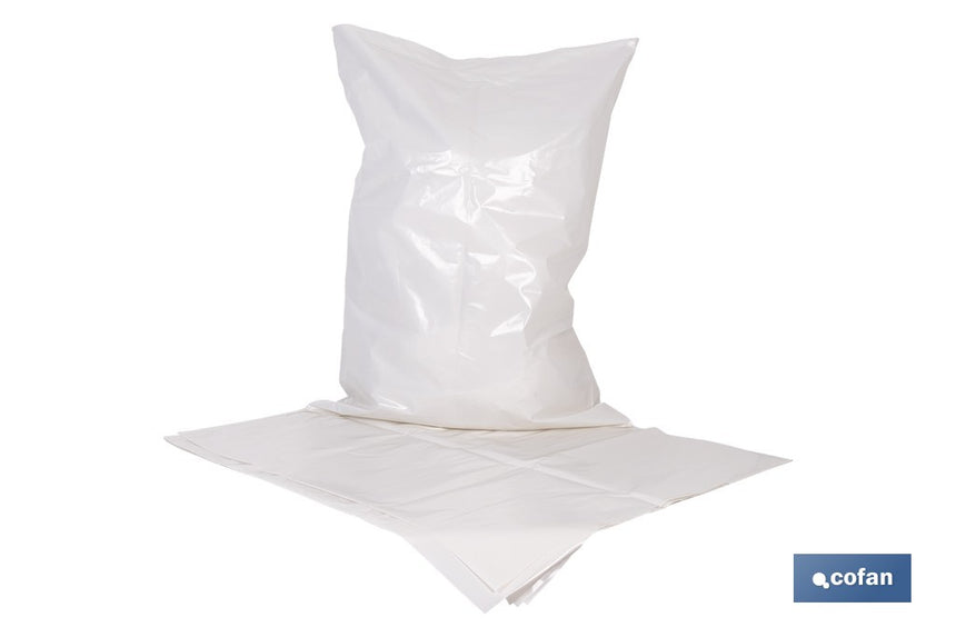Pack de 10 sacos de polietileno blanco impermeable | Galga 300 | Grosor: 75 micras | Medidas: 55 x 75 cm