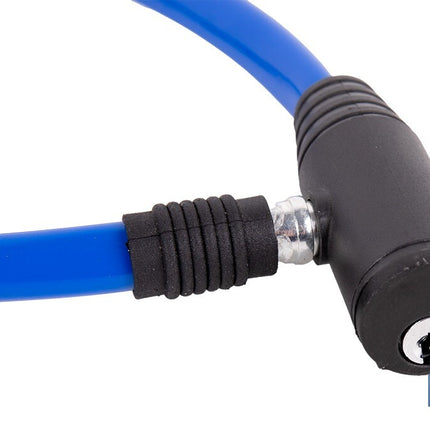 Candado antirrobo para bicicletas | Cable de acero de Ø5 mm | Longitud: 50 cm | Incluye 2 llaves | Revestimiento de PVC azul
