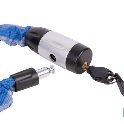 Candado de cadena de acero cementado | Cadena de Ø6 mm y longitud de 90 cm | Funda de nylon azul | Incluye 2 llaves de seguridad