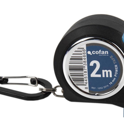 Flexómetro 2 x 16 mm | Carcasa de ABS | Cinta con recubrimiento anticorrosión | Calibración en los bordes | Incluye mosquetón