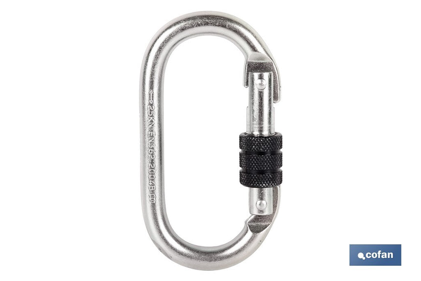 Mosquetón de seguridad | Con Roscado seguro | Resistencia 25kN | EN 362 | Clase B I Cat lll
