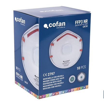 Mascarilla FFP3 NR | Con válvula Extra confort | Protección Auto filtrante | Pack de 10 Unidades