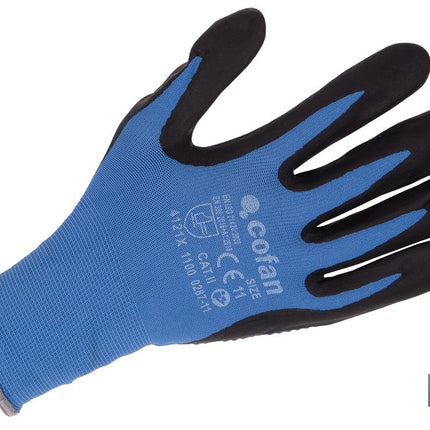Guantes impregnados de nitrilo con puntos azules Cofan · Imagen de la familia Cofan